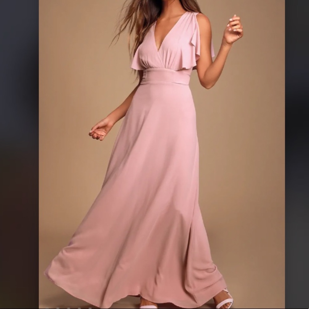 ✨ Lulus Mauve Flutter Sleeve Maxi Dress